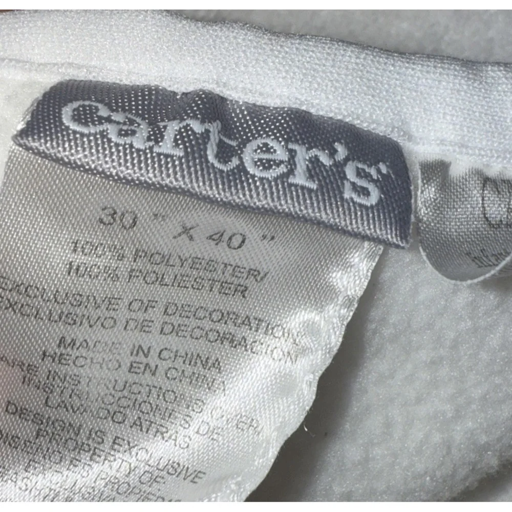Vintage Carter's BABY White Bee Baby Fleece Crib Blanket Girl‎ 30 X 40